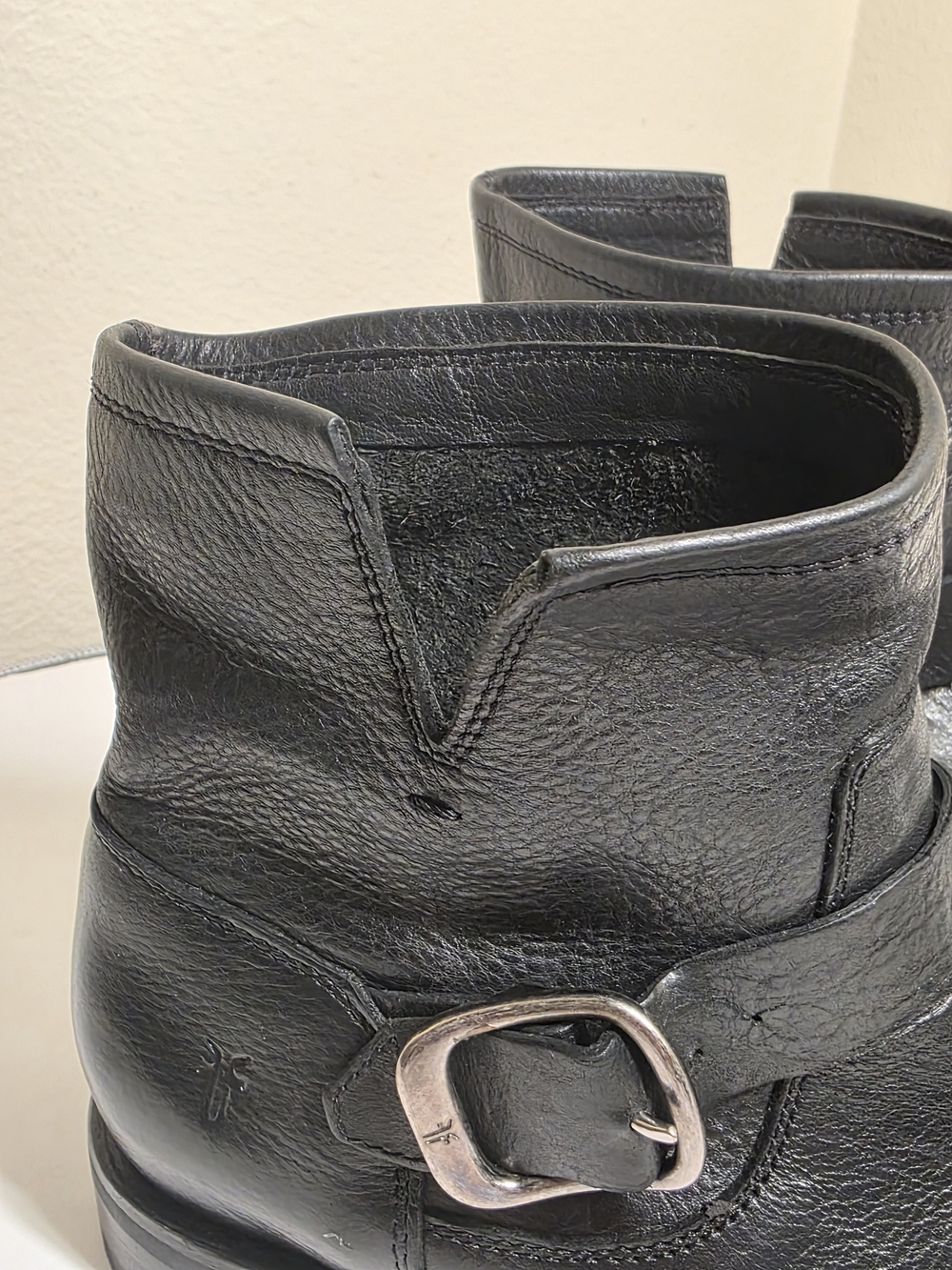 Frye Veronica Moto Bootie Women’s 6.5B Black Leather Harness Ankle Biker Boots - Picture 7 of 15